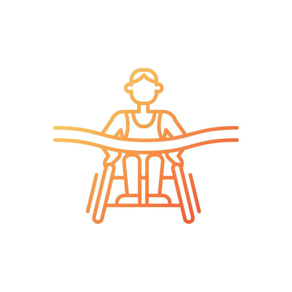 Disabled athletes gradient linear vector icon. Famous canadian marathon runners with disabilities. Fundraising. Thin line color symbol. Modern style pictogram. Vector isolated outline drawing