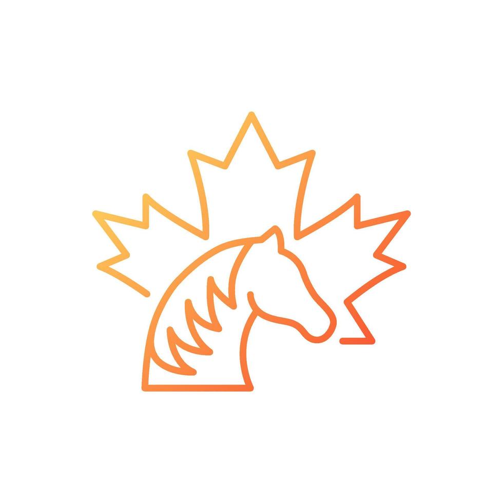 icono de vector lineal de gradiente de caballo canadiense. patrimonio nacional y símbolo de canadá. emblema oficial canadiense. símbolo de color de línea delgada. pictograma de estilo moderno. dibujo de contorno aislado vectorial