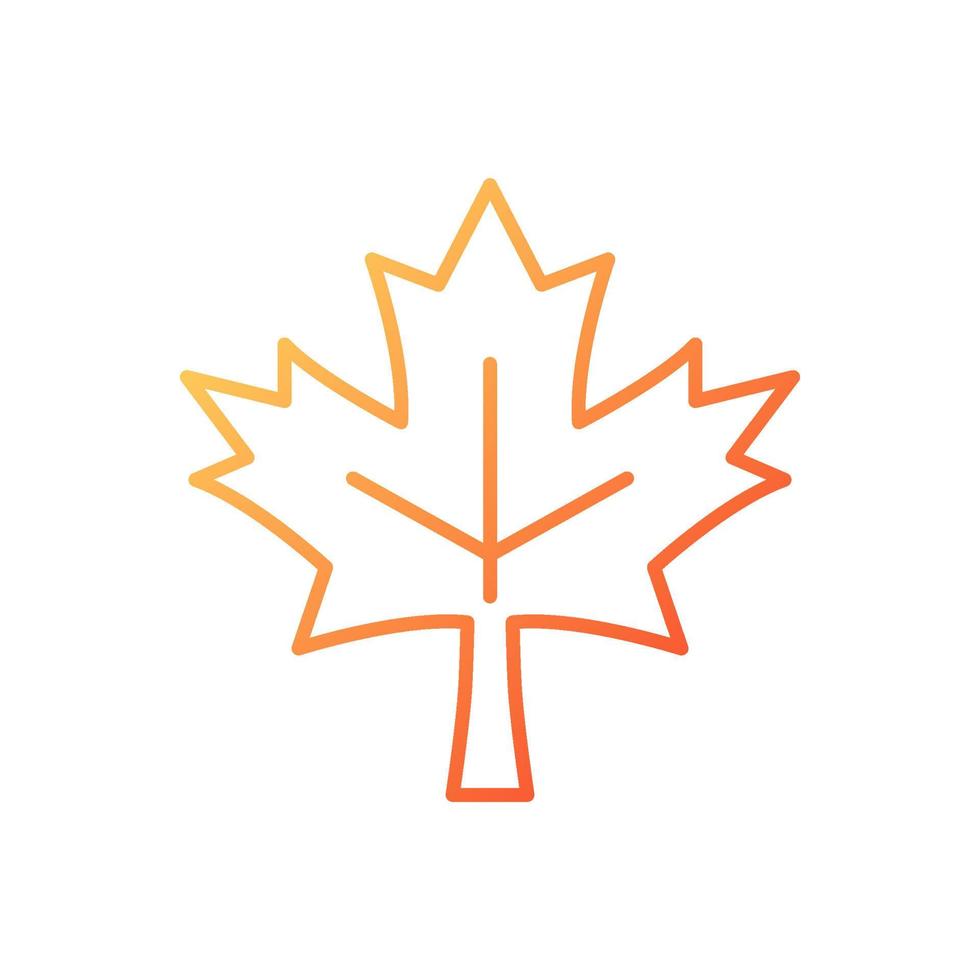 Maple leaf gradient linear vector icon. Common used symbol of Canada. Central element of canadian national flag. Thin line color symbol. Modern style pictogram. Vector isolated outline drawing