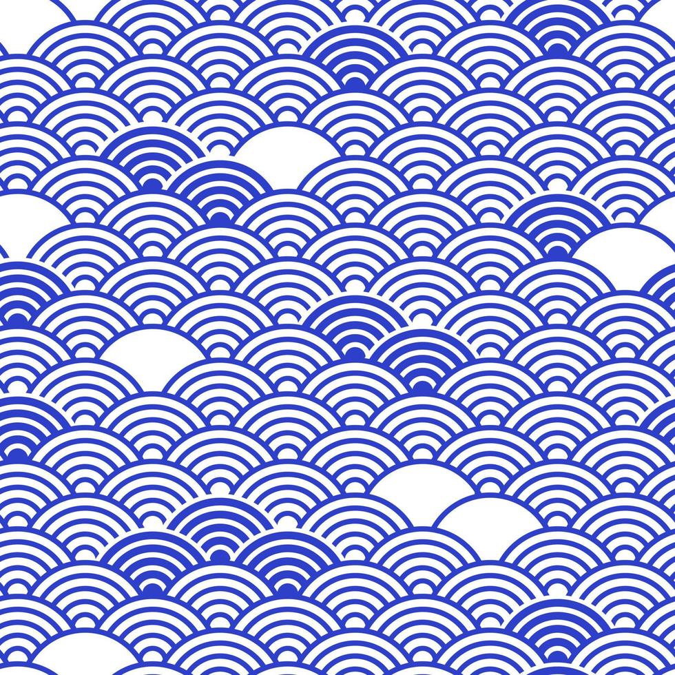 Japanese wave seamless pattern background with random different abstract waves decorations vector