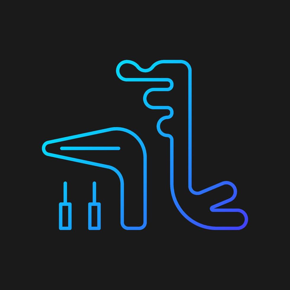 Tools for implant maintenance gradient vector icon for dark theme. Dental surgery. Measuring device. Screws and gauge. Thin line color symbol. Modern style pictogram. Vector isolated outline drawing