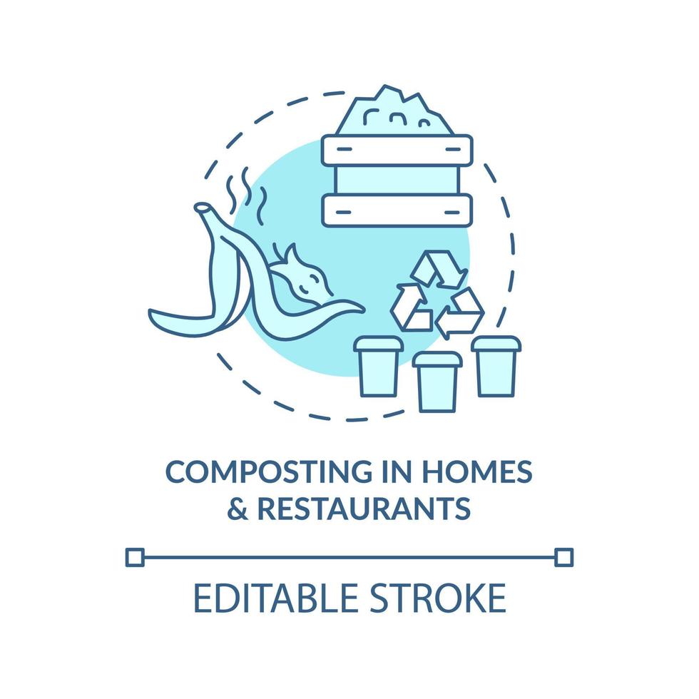 Waste composting in homes, restaurants concept icon. Nature protection. Trash recycling at home abstract idea thin line illustration. Vector isolated outline color drawing. Editable stroke