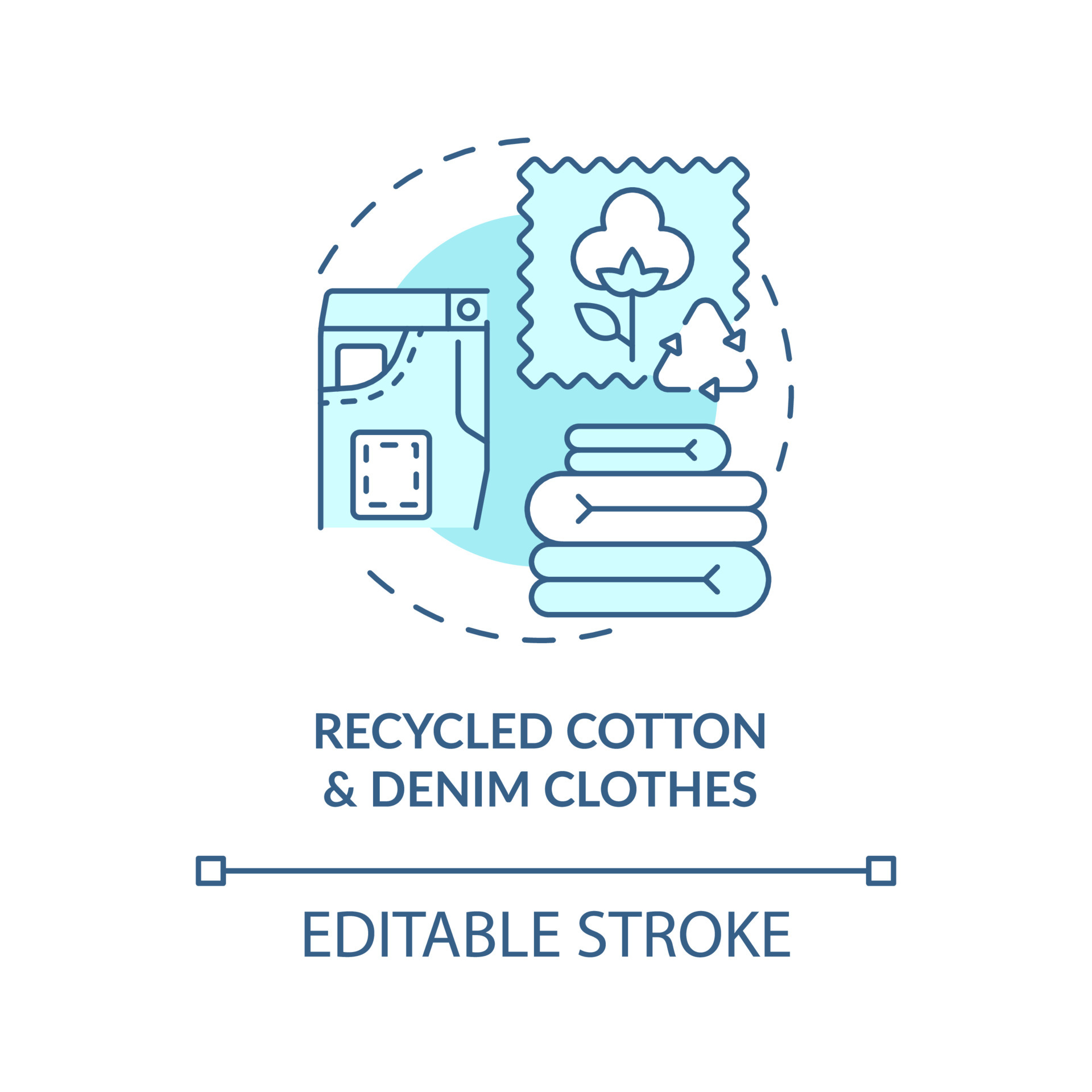 Recycled cotton, denim materials concept icon. Recycling of garbage ...