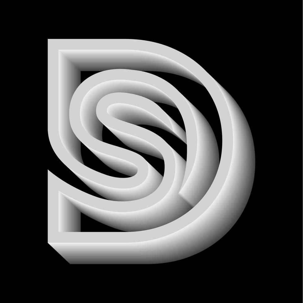 Letter DS line logo design vector