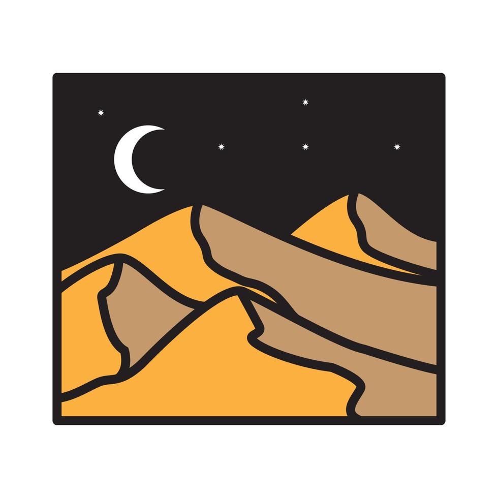 colorful desert with night moon logo vector symbol icon illustration design