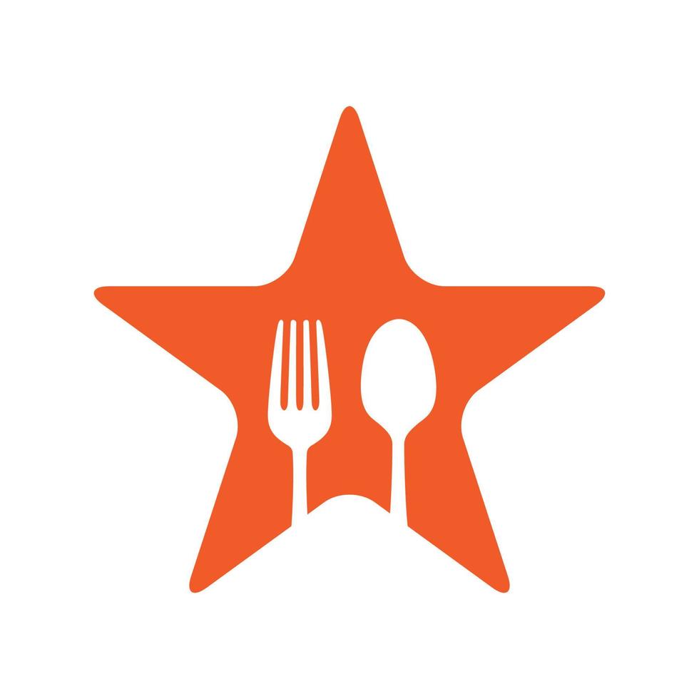 restaurante de comida estrella con icono de tenedor y cuchara diseño de logotipo moderno vector