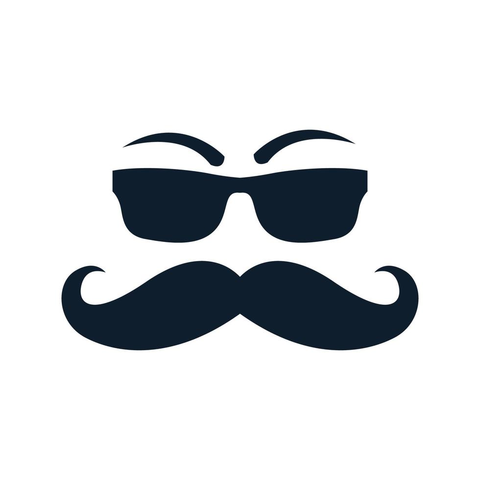 long mustache face with sunglasses logo design vector