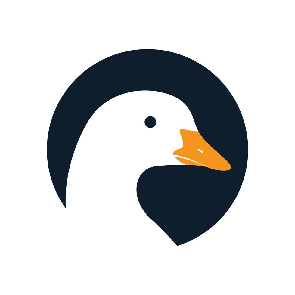 pájaro animal cisne o ganso o pato cabeza círculo silueta logotipo diseño vector