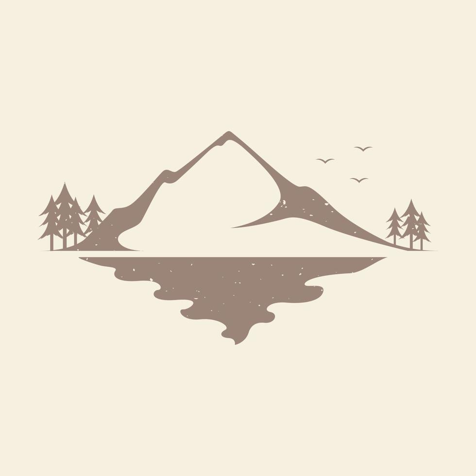Minimalist Tattoo Tree And Mountain T-Shirt - Vintage Nature Minimalist Tattoo Tree And Mountain T-Shirt - Vintage Nature