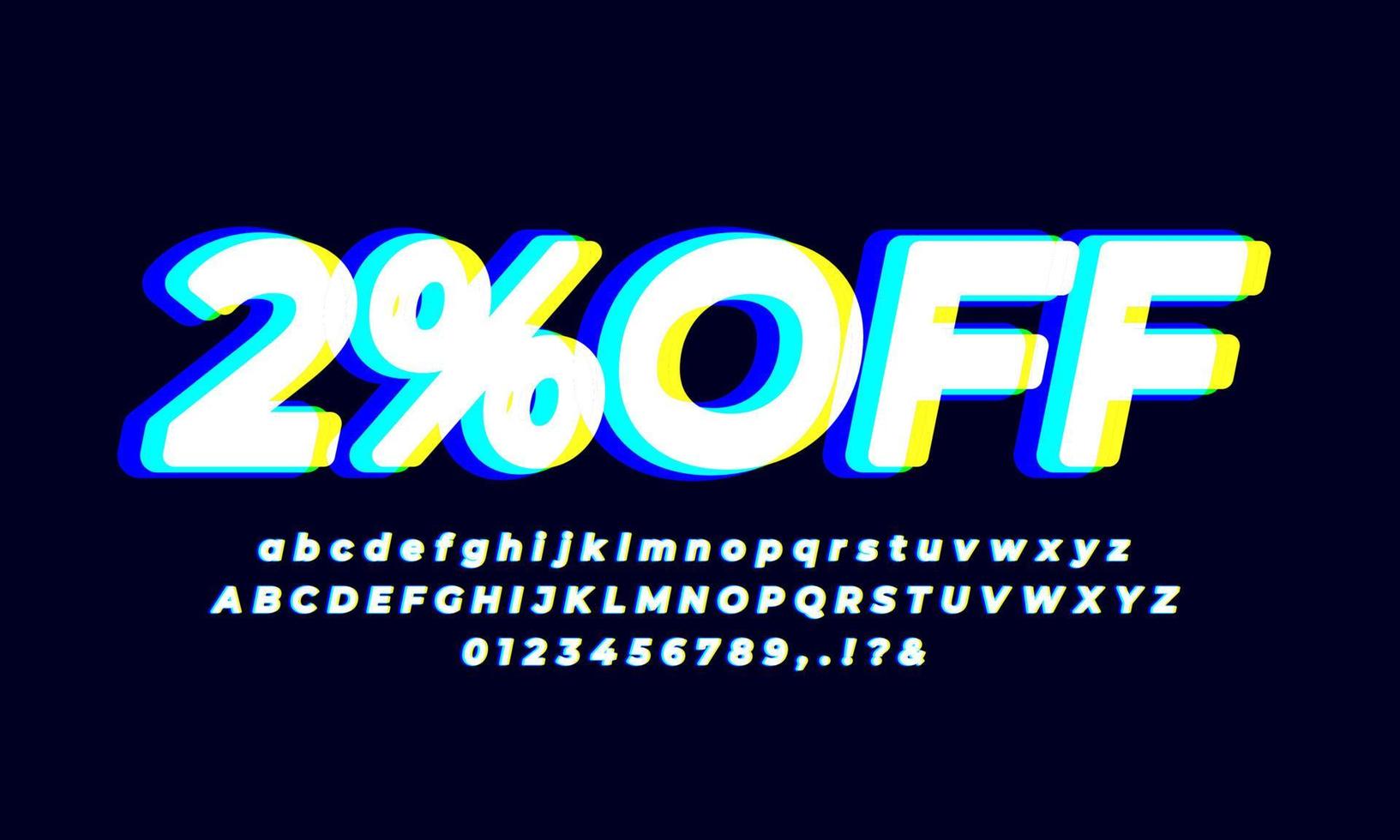 2 percent off two percent sale font  abstract bright vector