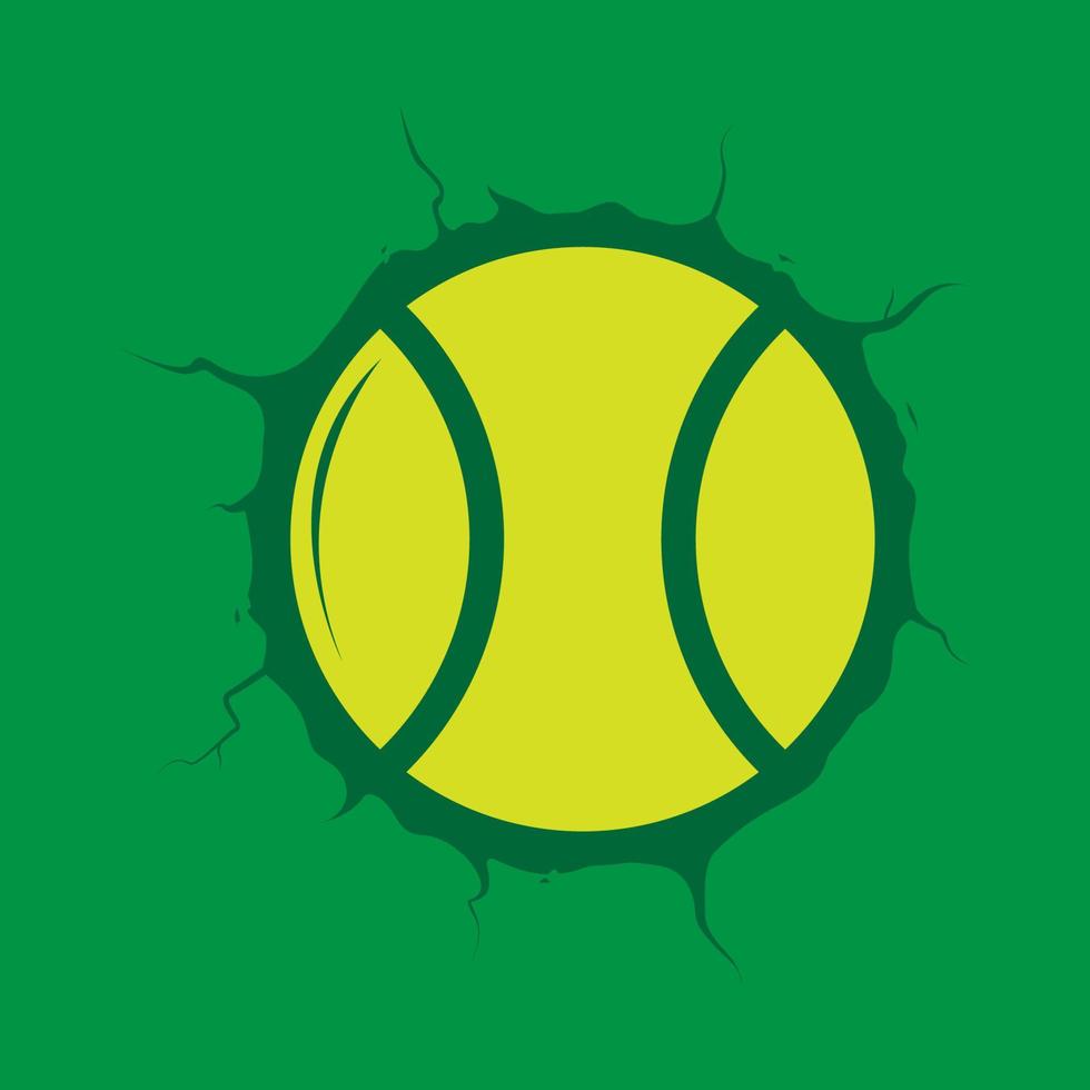 pelota de tenis pegada en la pared logotipo símbolo icono vector diseño gráfico ilustración idea tenis creativo