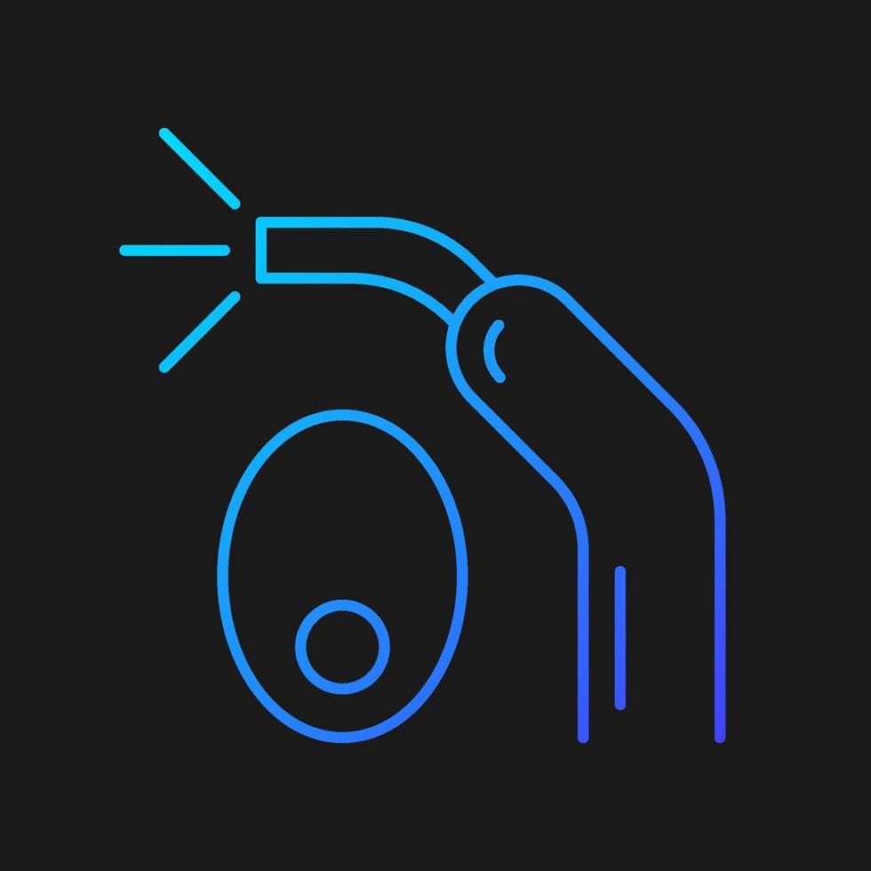 LED curing light gradient vector icon for dark theme. Handheld device. Hardening tooth filling. Blue light exposure. Thin line color symbol. Modern style pictogram. Vector isolated outline drawing