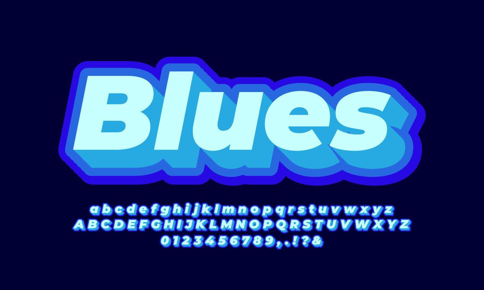 letter blues 3d modern text effect vector