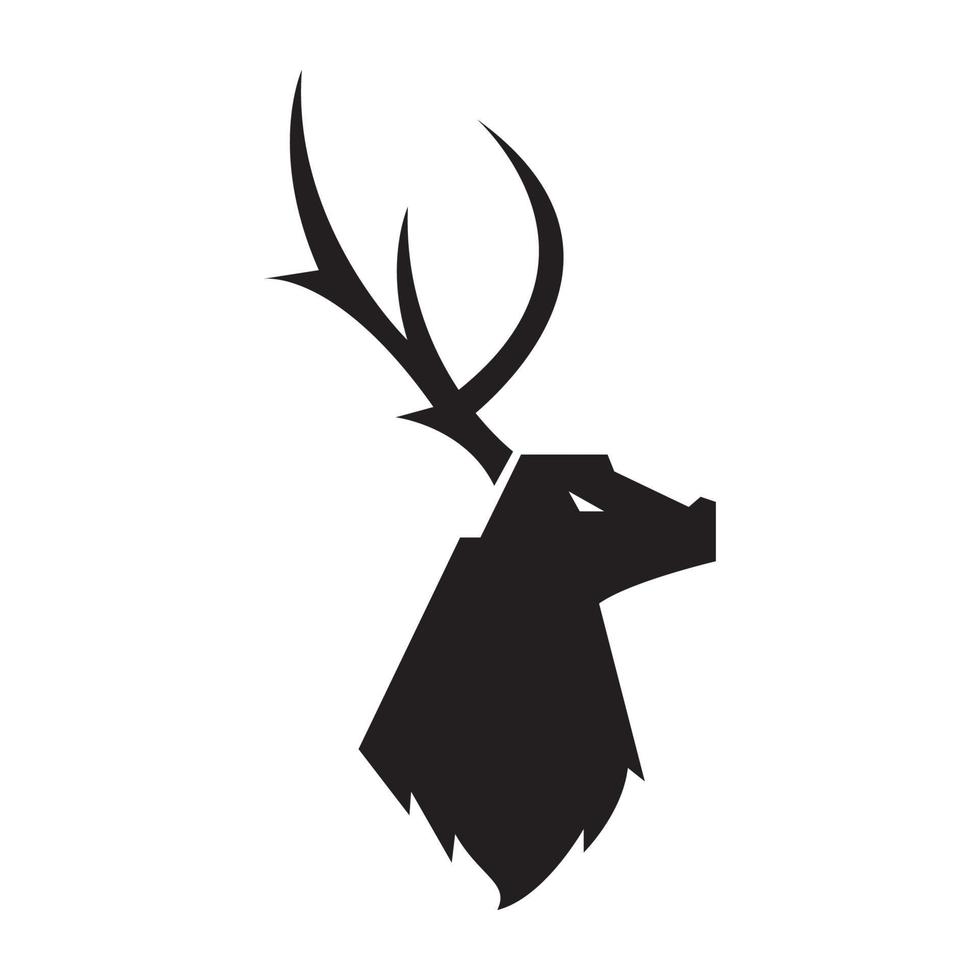 diseño de logotipo de vista lateral de cabeza de ciervo vector