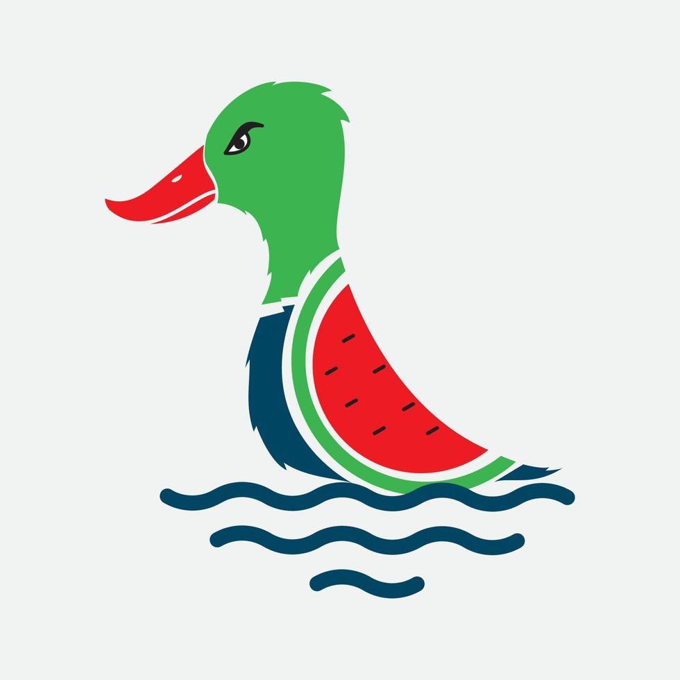 WATERMELON AND DUCK COLORFUL LOGO DESIGN vector