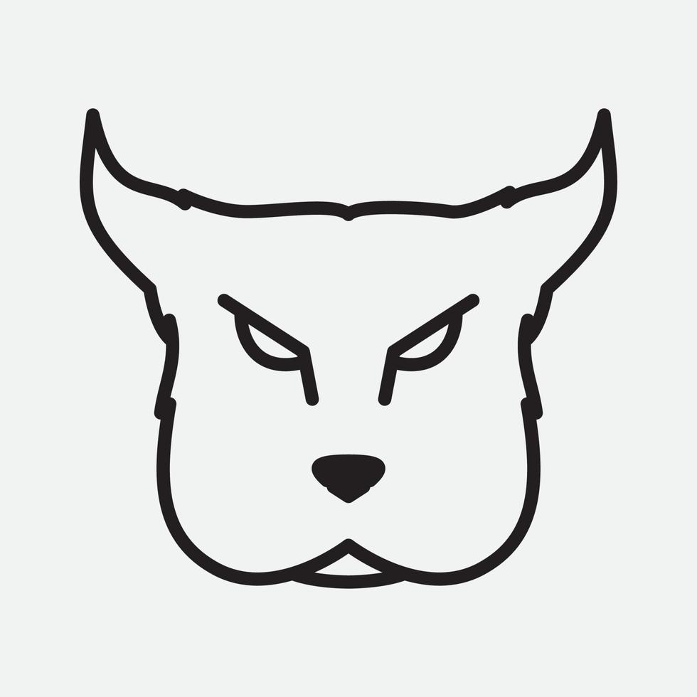 diseño de logotipo de american staffordshire terrier de línea de cara de perro enojado vector