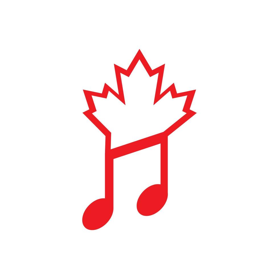 música con diseño de logotipo de hoja de arce de canadá vector