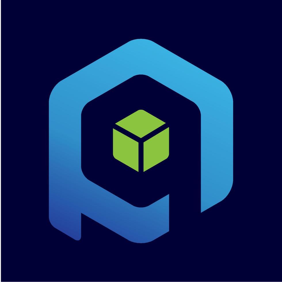 Initial P and A hexagon logo design vector