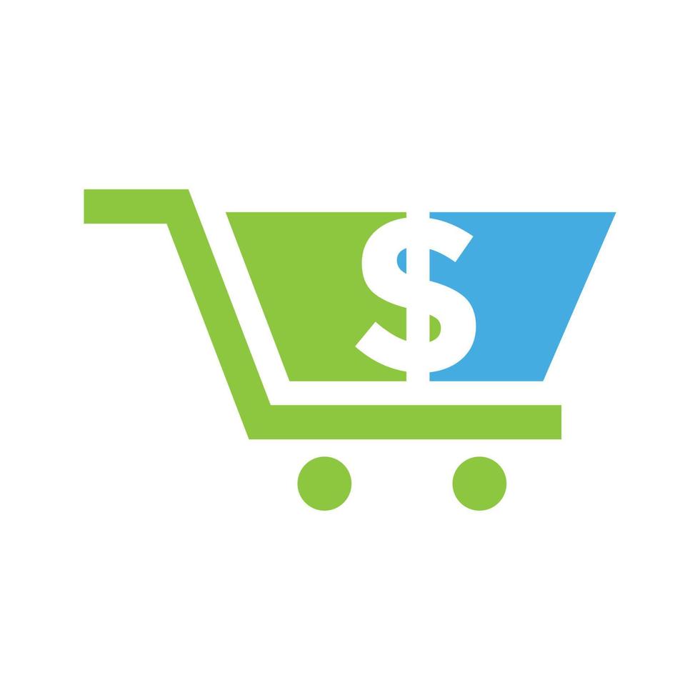 shopping cart trolley money dollar  logo design vector