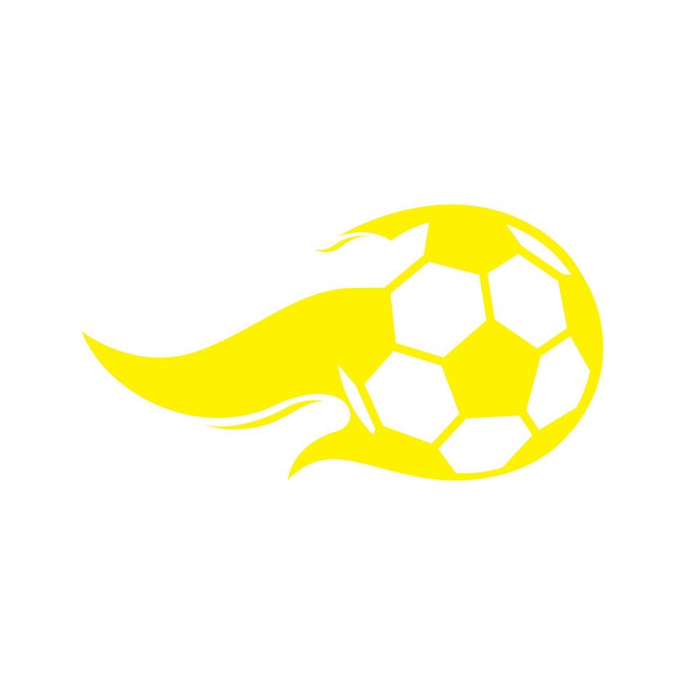 yellow fire with ball football shoot logo symbol icon vector graphic design illustration idea creative