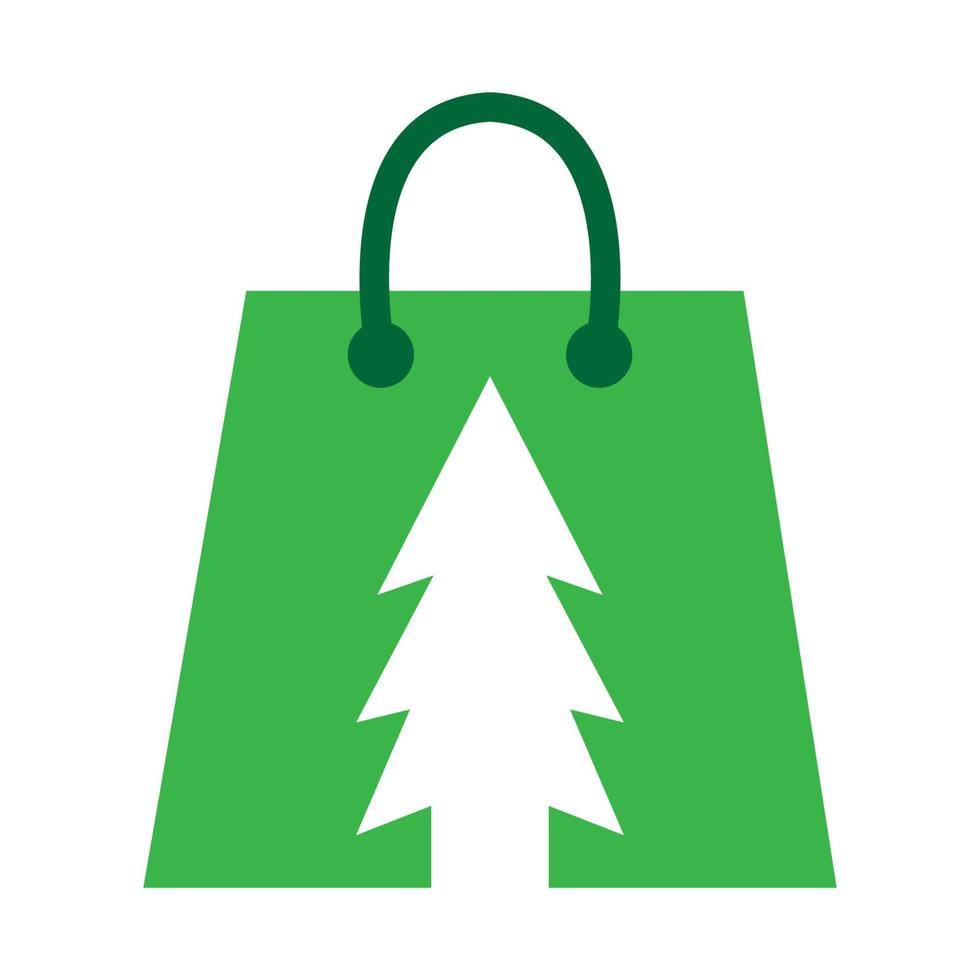 green pine tree with shopping bag logo vector symbol icon illustration design
