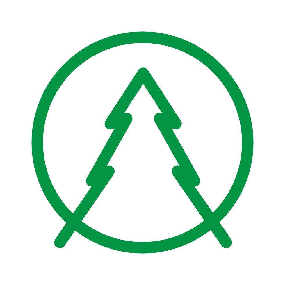 single pine tree with circle simple lines logo vector symbol icon illustration design