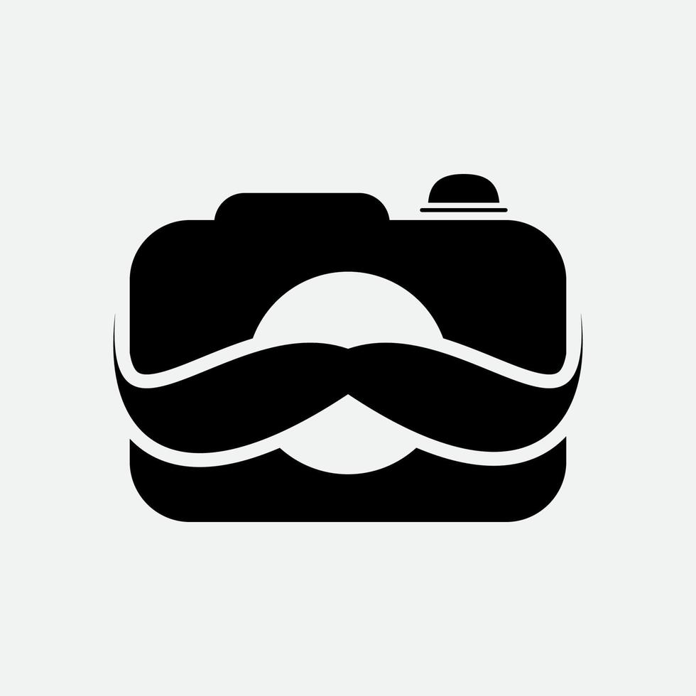 camera or movie with mustache logo design photography vector