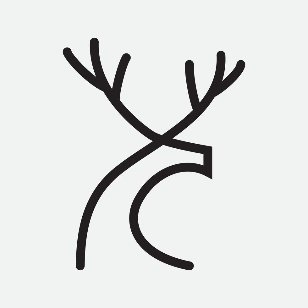minimalist deer line modern logo design vector