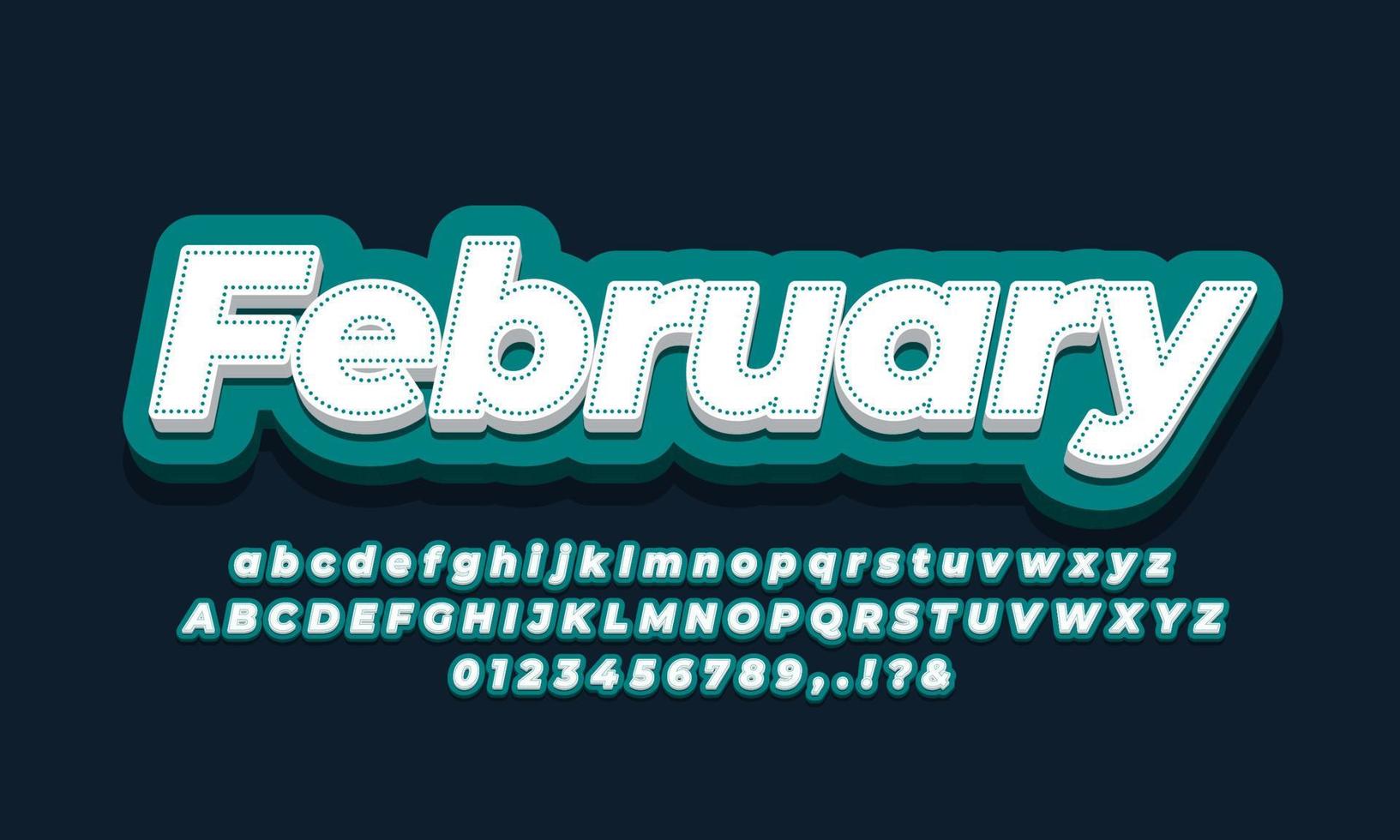 mes de febrero efecto de texto diseño verde vector