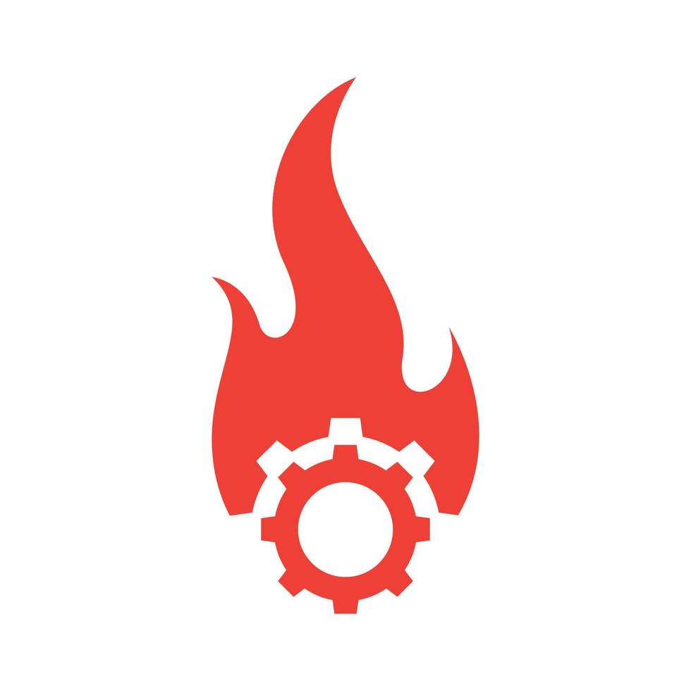 service gear with fire logo symbol icon vector graphic design illustration idea creative