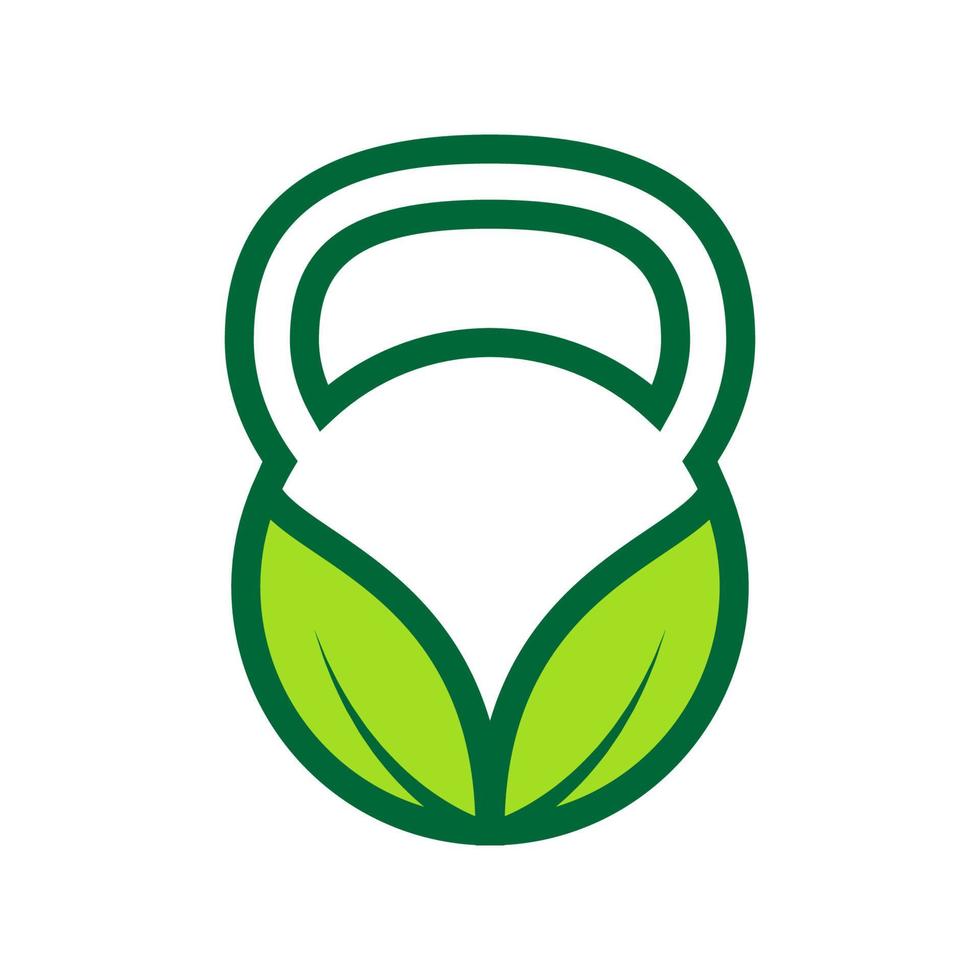 hoja verde abstracta con logotipo de gimnasio símbolo icono vector diseño gráfico ilustración idea creativa