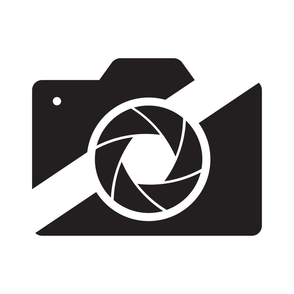 silhouette camera with cut logo vector symbol icon illustration design