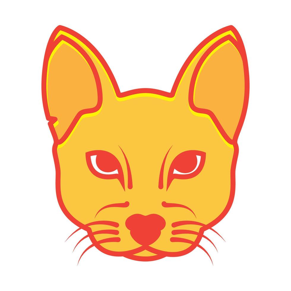 diseño de ilustración de icono de vector de símbolo de logotipo de caracal de gato de cabeza colorida
