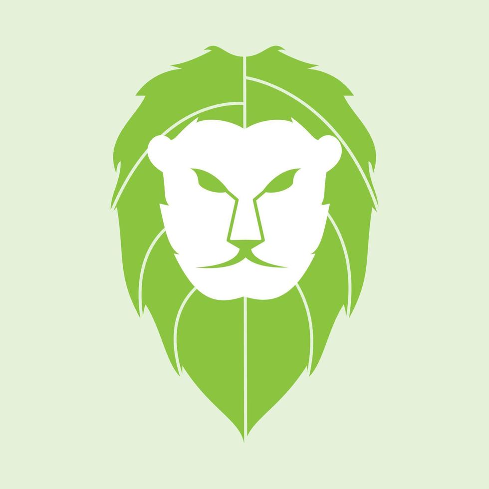 lion  leaves green modern logo design vector