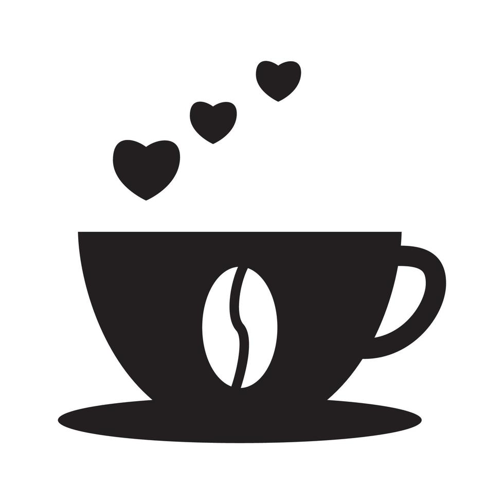 silueta de taza de café con diseño de logotipo de amor de vapor para cafetería y tienda de bebidas vector