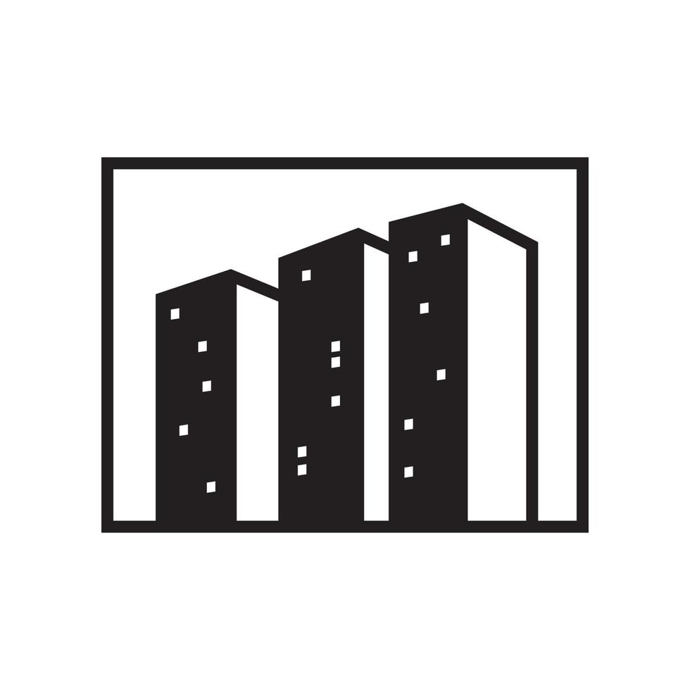 skyscraper or high building with night shadow logo design vector icon symbol illustration