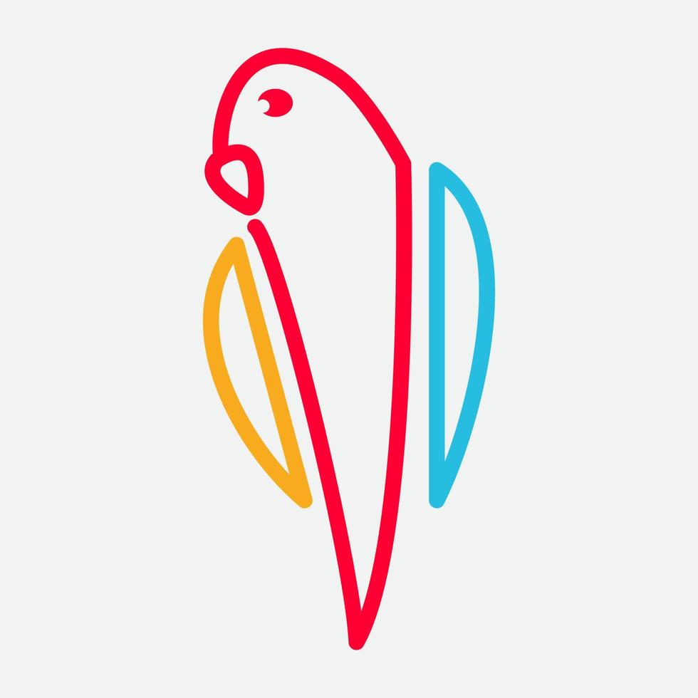 loro pájaro resumen línea de color diseño de logotipo simple vector