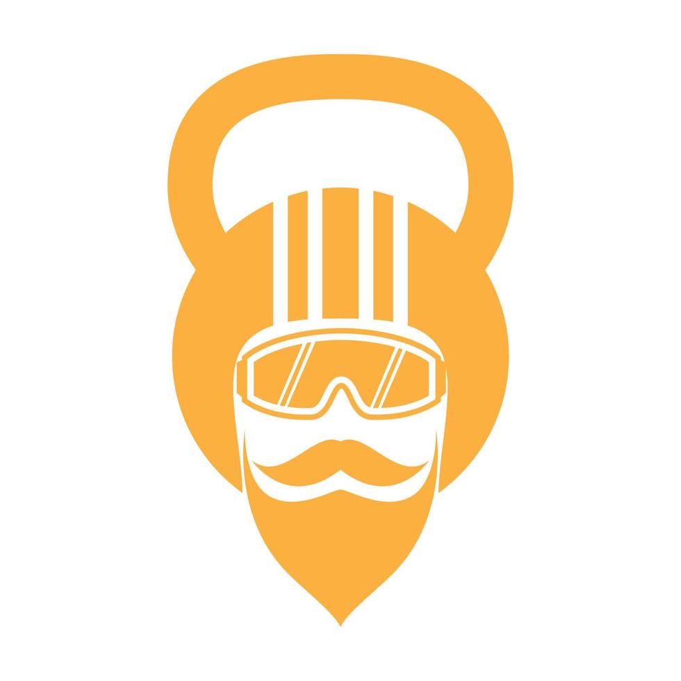 hombre con casco de gimnasia logotipo vintage símbolo icono vector diseño gráfico ilustración idea creativa