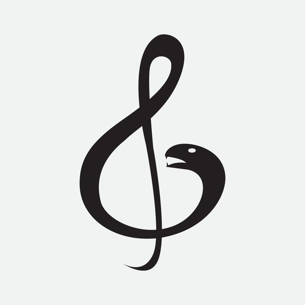 notas musicales y diseño de logotipo moderno de serpiente vector