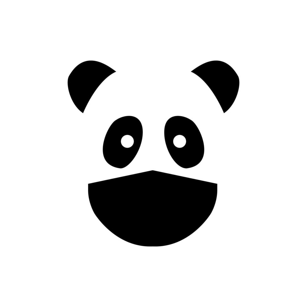 illustration cute head panda with mask logo design icon vector