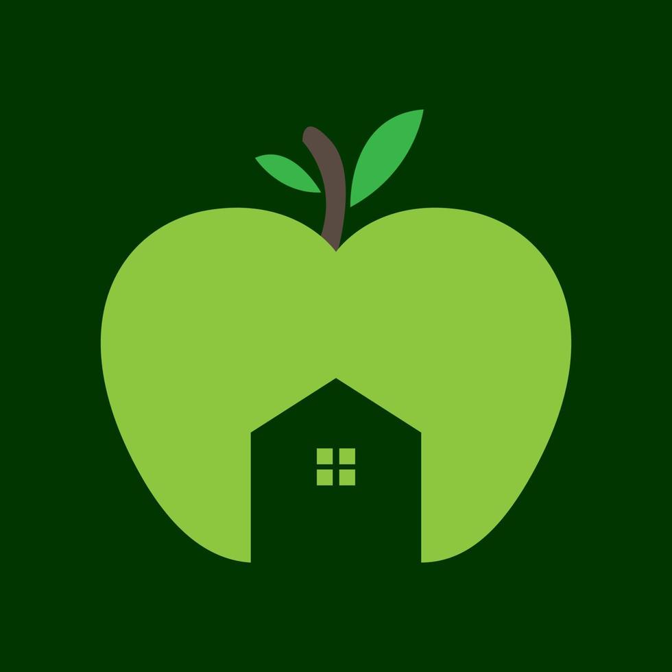 apple green with home shape logo design vector icon symbol illustration