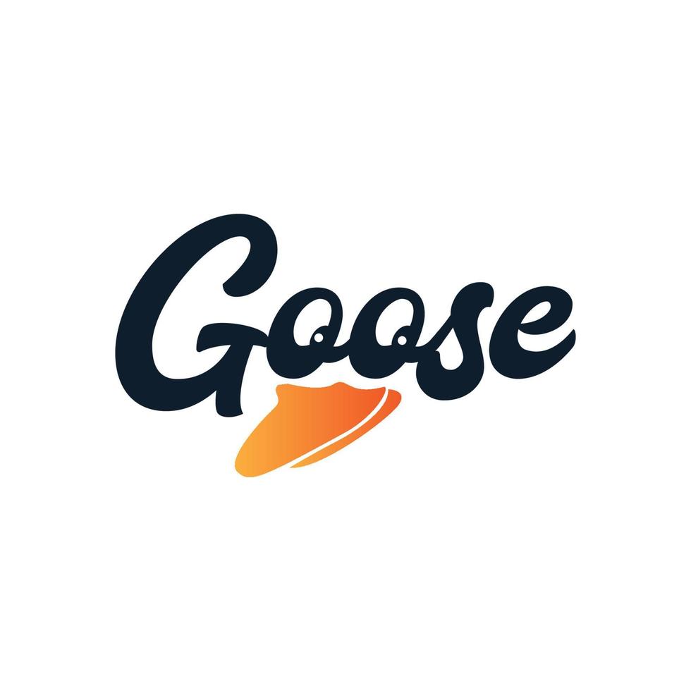 lettering goose with beak  logo design vector