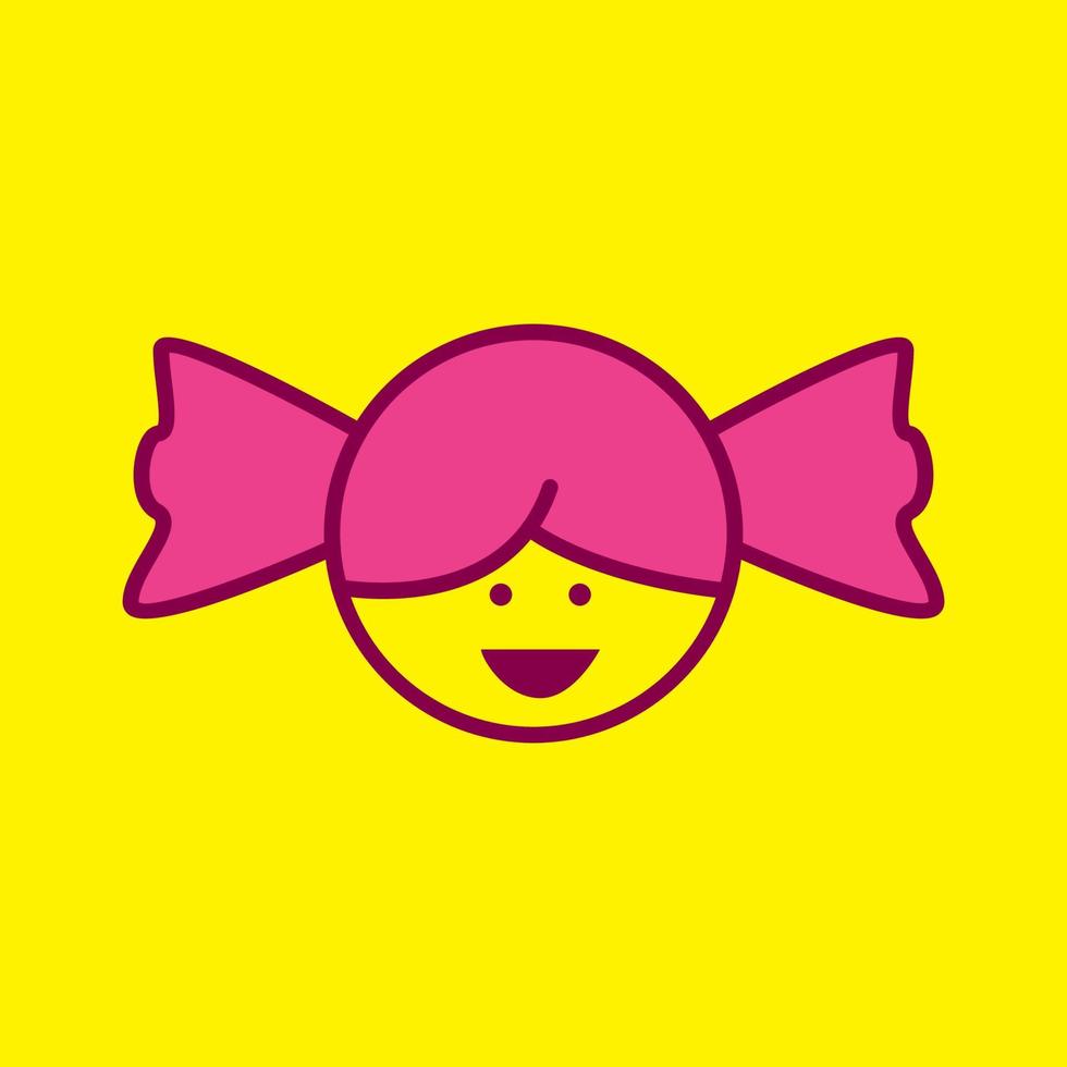 cartoon girl head as candy colorful logo design vector icon symbol illustration