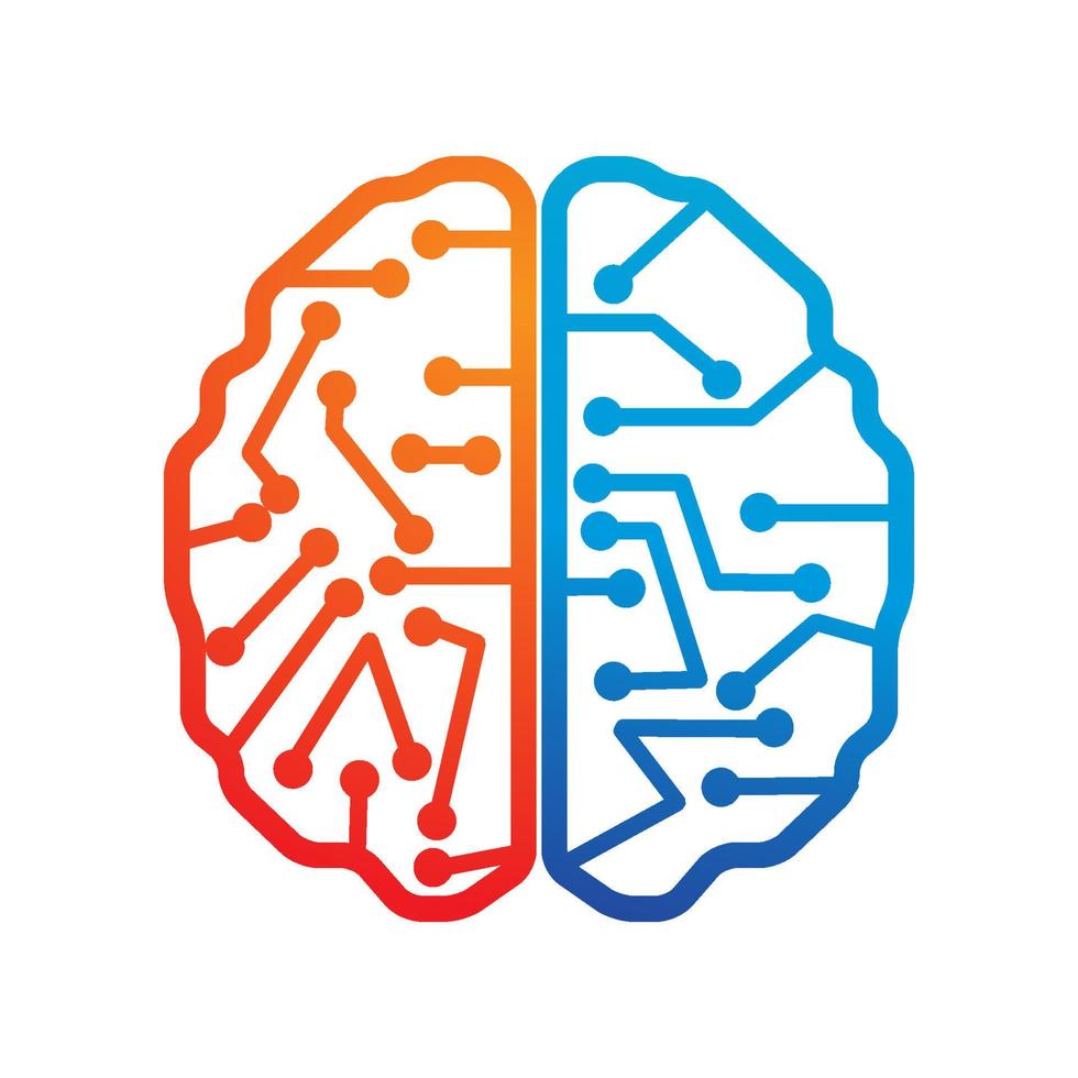 Brain tech logo design template vector