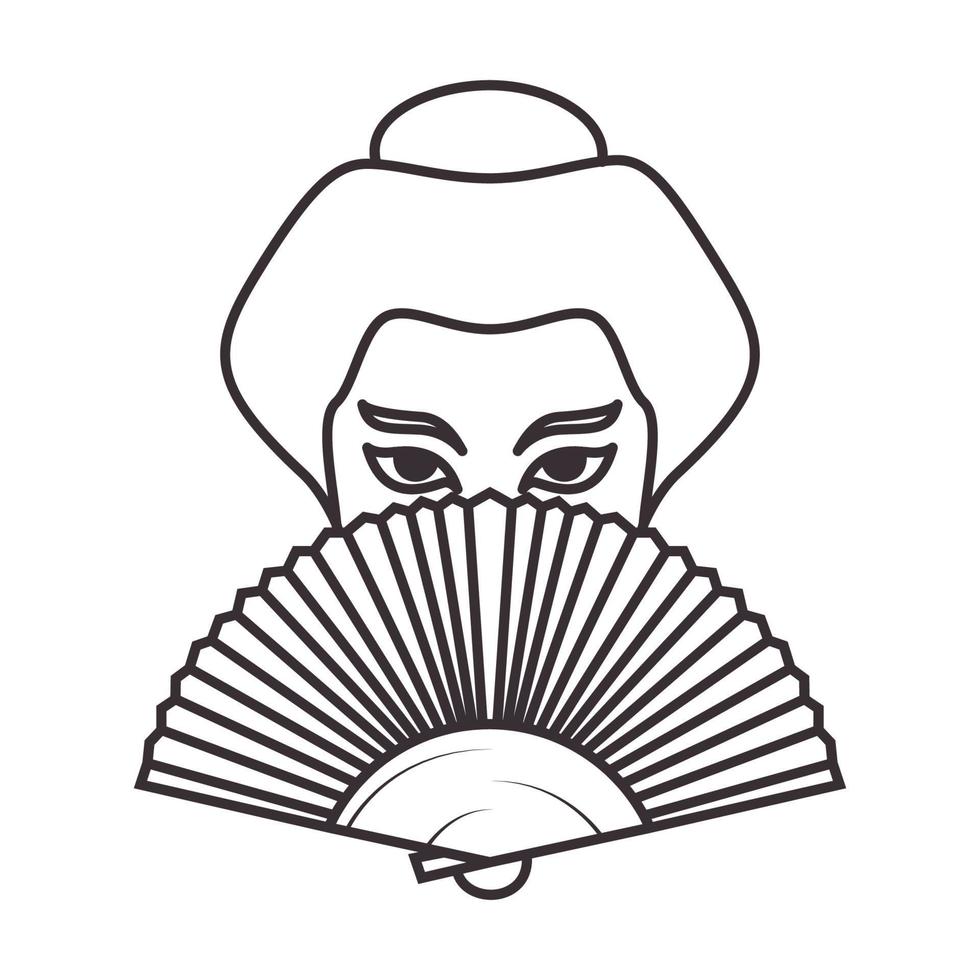 líneas geisha mujeres japón logo símbolo vector icono ilustración diseño