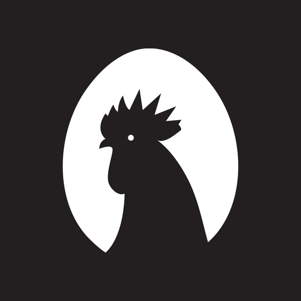 círculo huevo con forma de gallo diseño de logotipo vector icono símbolo ilustración