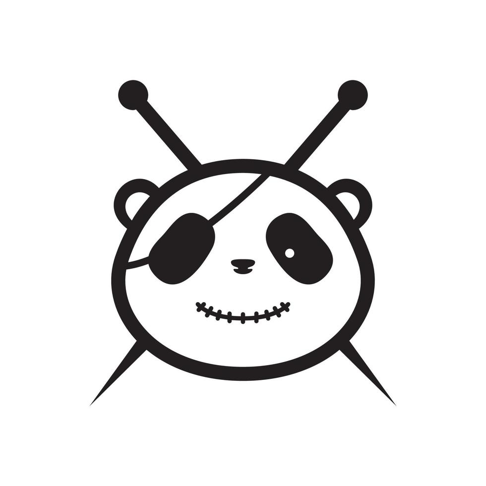 lindo cabeza panda pirata logo símbolo icono vector gráfico diseño ilustración idea creativa