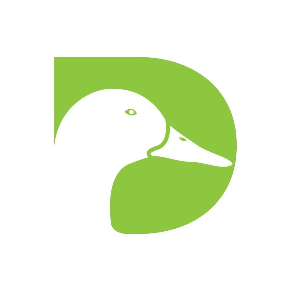 letter D or Initial D for Duck bird head logo design icon vector