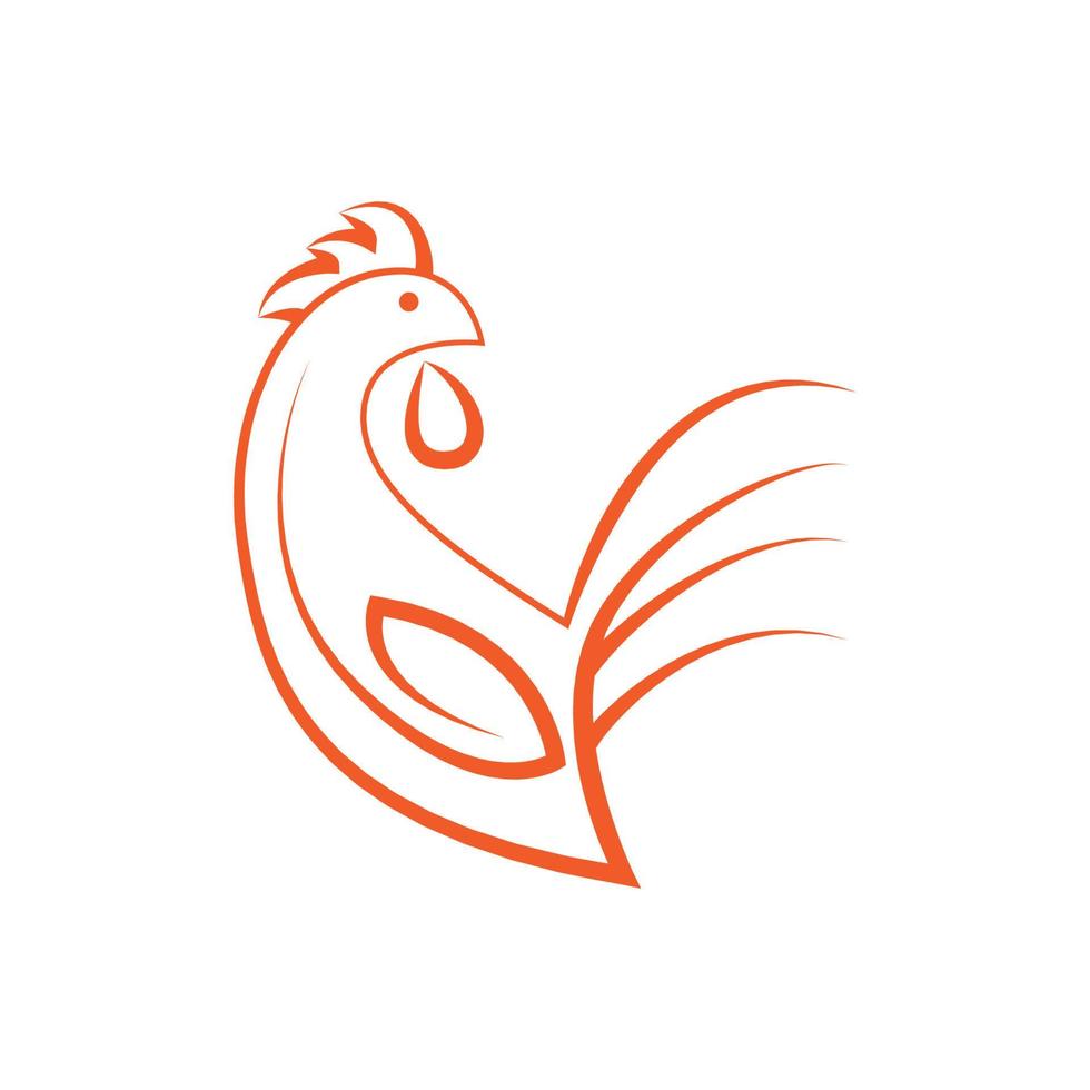 diseño de logotipo de icono de dibujos animados de línea de gallo minimalista vector