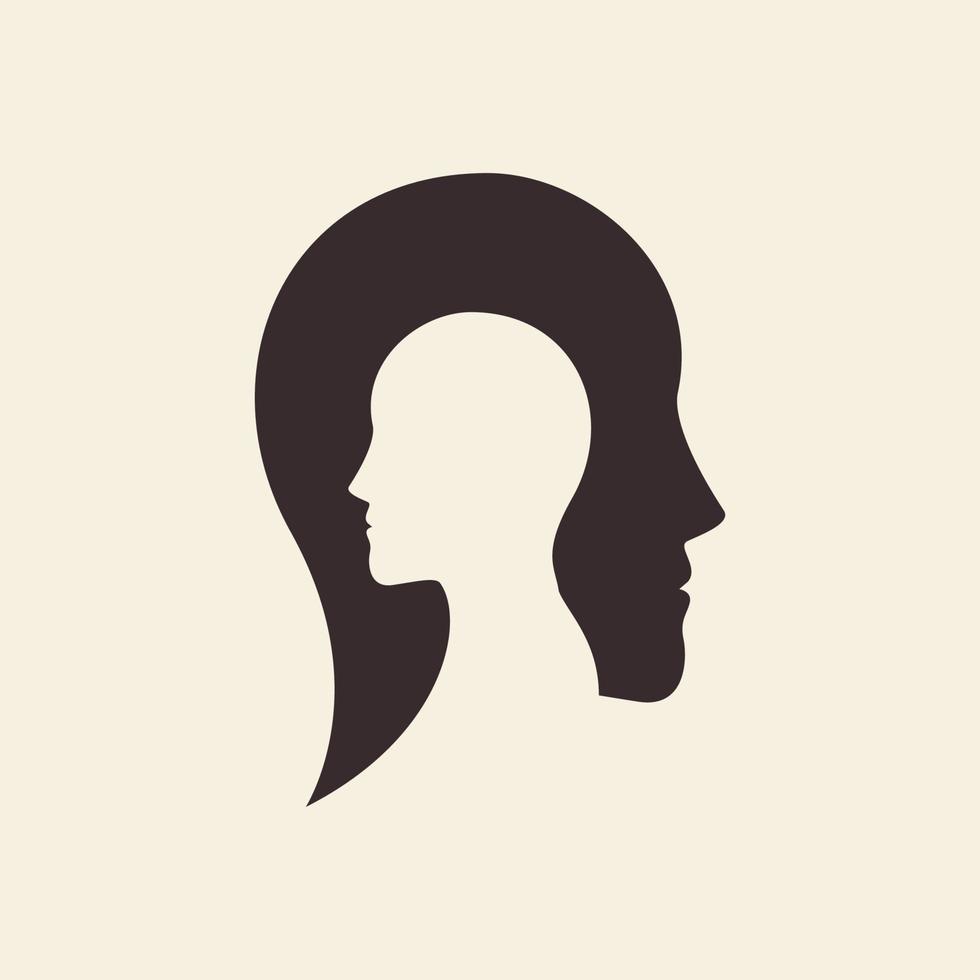 negative space human in head human  logo symbol icon vector graphic design illustration idea creative